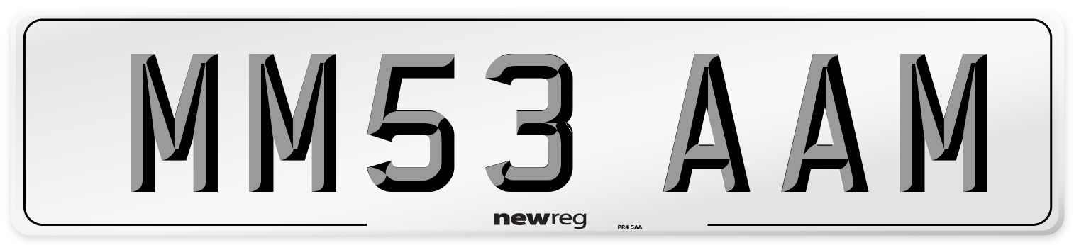 MM53 AAM Number Plate from New Reg
